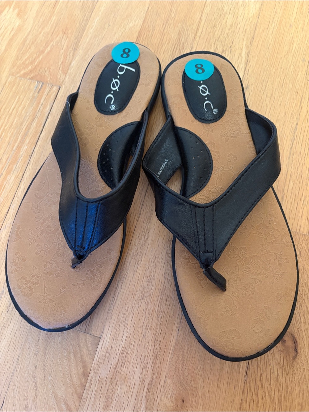 Black Thong Sandals - Size 8